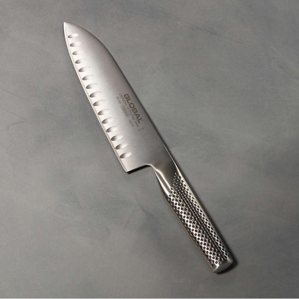 New Global Yoshikin G-80 7 inch Hollow Ground Santoku Knife - NIB